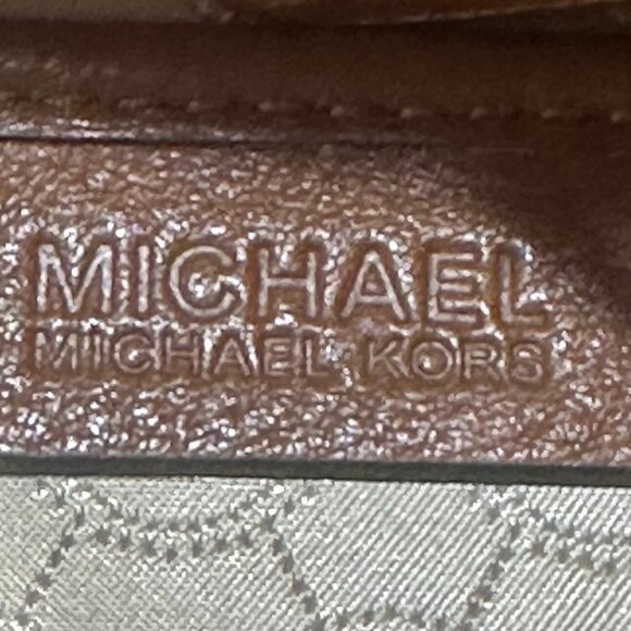 Michael Kors Crossbody Brown Pebbled Leather Tassel Bucket Hobo Bag Purse Gold - Picture 6 of 7